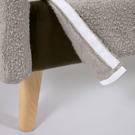 Кровать Lydia из светло-серой ткани букле на ножках из массива бука 160 x 200 см