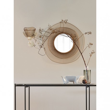 Зеркало настенное vinger, D79 см, бежевое/золотое