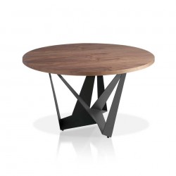 Круглый обеденный стол из ореха и черной стали CT2061R-NOGAL Ø140