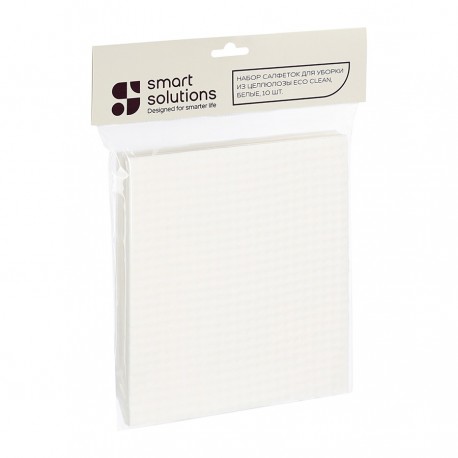 Набор салфеток для уборки из целлюлозы eco clean, белые, 10 шт.