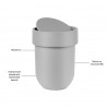 Корзина для мусора с крышкой touch, 6 л, серая