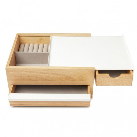 Шкатулка stowit, белая/натуральное дерево
