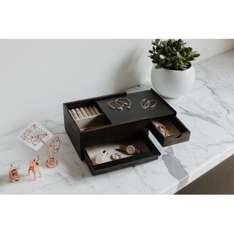 Шкатулка stowit, черная/орех