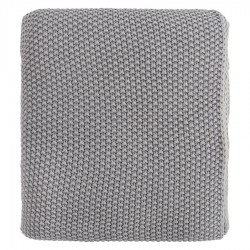 Плед из стираного хлопка серого цвета из коллекции essential, 130х180 см