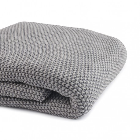 Плед из стираного хлопка серого цвета из коллекции essential, 130х180 см