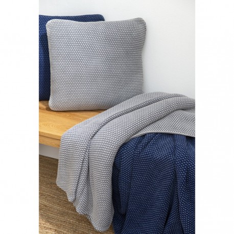 Плед из стираного хлопка темно-синего цвета из коллекции essential, 130х180 см