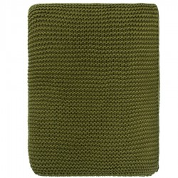 Плед из хлопка жемчужной вязки оливкового цвета из коллекции essential, 130х180 см