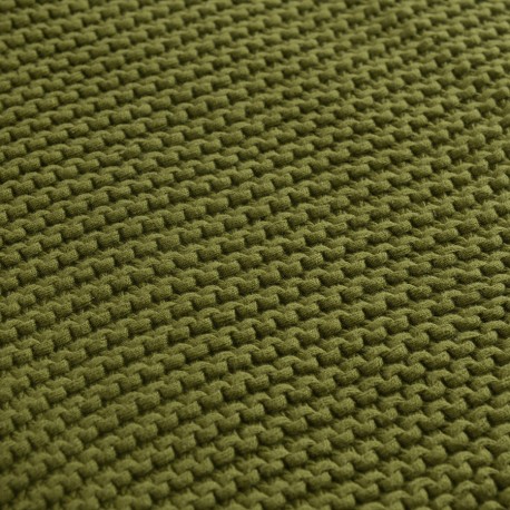Плед из хлопка жемчужной вязки оливкового цвета из коллекции essential, 130х180 см
