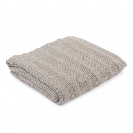 Плед из хлопка с буклированной вязкой светло-серого цвета из коллекции essential, 130х170 см