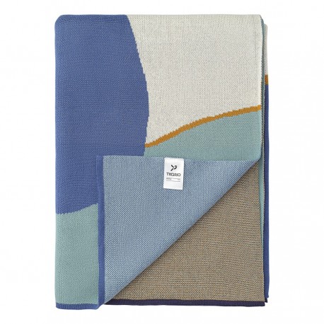 Плед из хлопка с авторским принтом синего цвета из коллекции freak fruit, 130х180 см