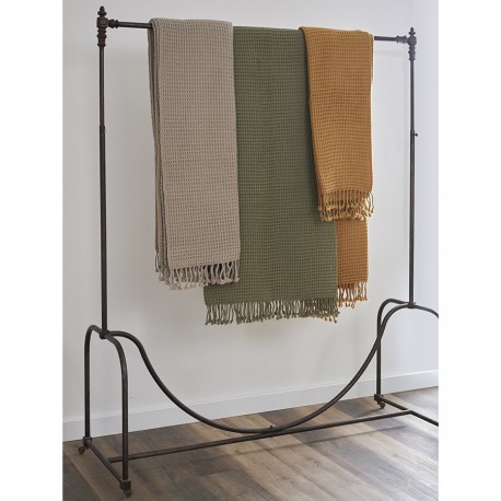 Плед из шерсти бежево-серого цвета из коллекции essential, 130х180 см