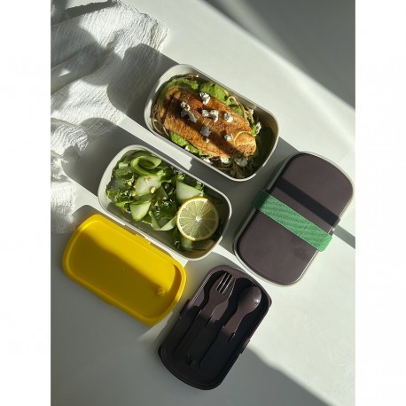 Ланч-бокс с приборами food time, 1 л, серый