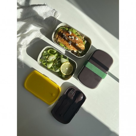 Ланч-бокс с приборами food time, 1 л, серый