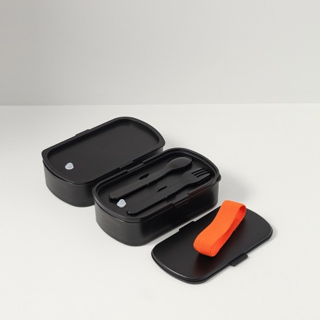 Ланч-бокс с приборами food time, 1 л, черный