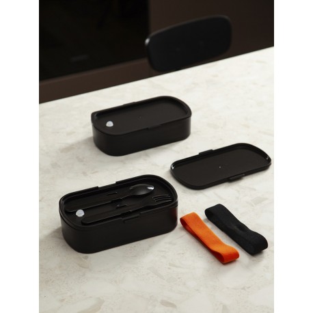 Ланч-бокс с приборами food time, 1 л, черный