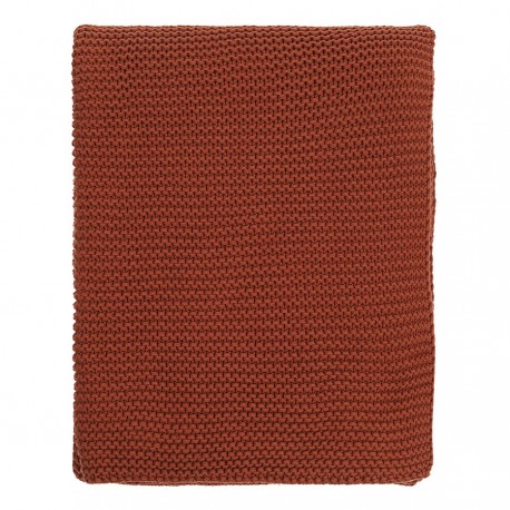 Плед из хлопка жемчужной вязки терракотового цвета из коллекции essential, 130х180 см