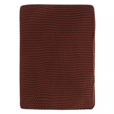 Плед из хлопка жемчужной вязки коричневого цвета из коллекции essential, 130x180 см