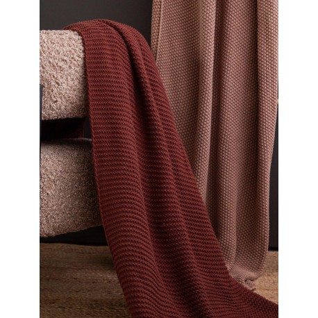 Плед из хлопка жемчужной вязки коричневого цвета из коллекции essential, 130x180 см