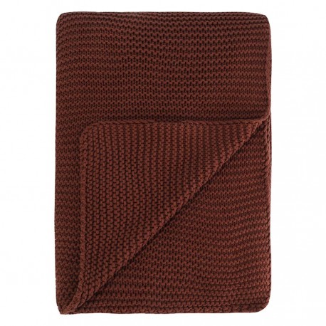 Плед из хлопка жемчужной вязки коричневого цвета из коллекции essential, 130x180 см