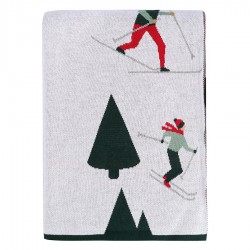 Плед из хлопка с новогодним рисунком let's ski из коллекции new year essential, 130x180 см