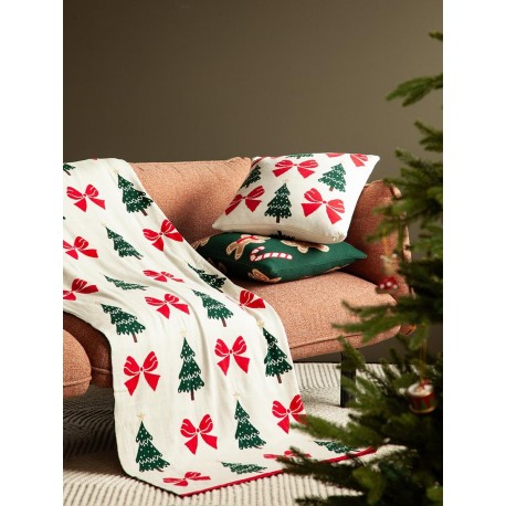 Подушка вязаная с новогодним рисунком christmas bows из коллекции new year essential, 45x45 см