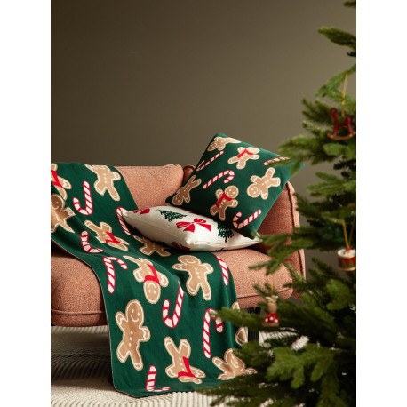 Подушка вязаная с новогодним рисунком gingerman из коллекции new year essential, 45x45 см