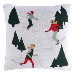 Подушка вязаная с новогодним рисунком let's ski из коллекции new year essential, 45x45 см