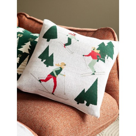 Подушка вязаная с новогодним рисунком let's ski из коллекции new year essential, 45x45 см