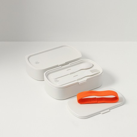 Ланч-бокс с приборами food time, 1 л, молочный