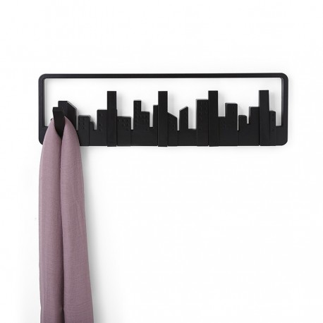 Вешалка настенная skyline, 50 см, черная, 5 крючков