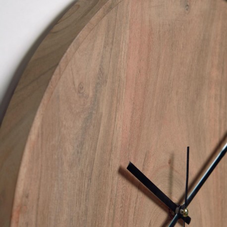 Настенные часы SLIP круглые из массива акации с натуральной отделкой Ø 35 см