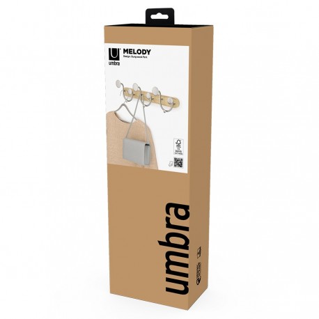 Вешалка настенная melody, натуральное дерево/никель