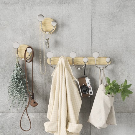 Вешалка настенная melody, натуральное дерево/никель