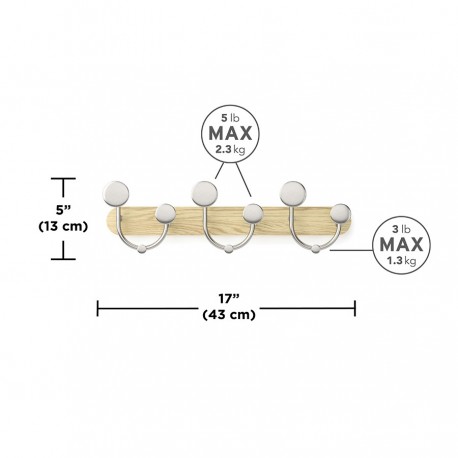 Вешалка настенная melody, натуральное дерево/никель