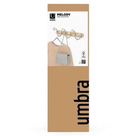 Вешалка настенная melody, натуральное дерево/никель