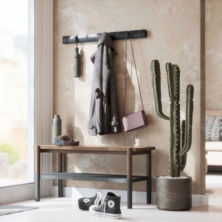 Вешалка настенная flip, 8 крючков, черная