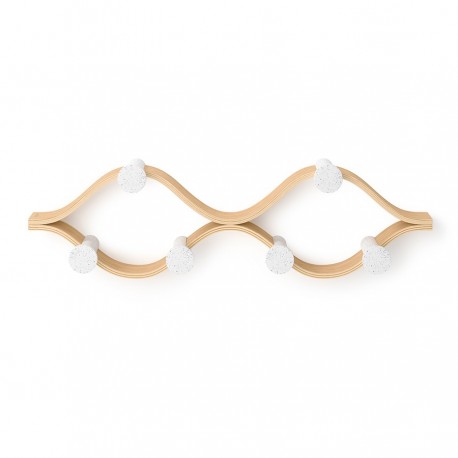 Вешалка настенная montage, 6 крючков, натуральное дерево/белая