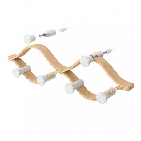 Вешалка настенная montage, 6 крючков, натуральное дерево/белая