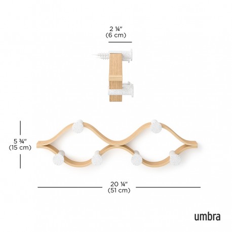 Вешалка настенная montage, 6 крючков, натуральное дерево/белая