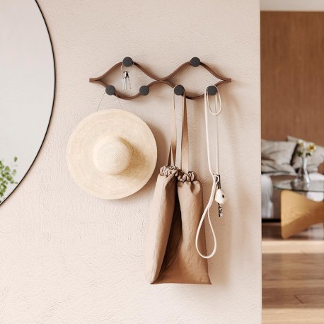Вешалка настенная montage, 6 крючков, черный/орех