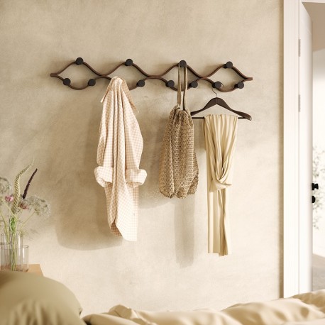 Вешалка настенная montage, 6 крючков, черный/орех