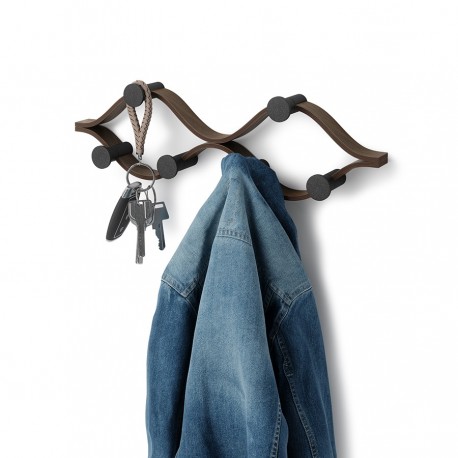 Вешалка настенная montage, 6 крючков, черный/орех