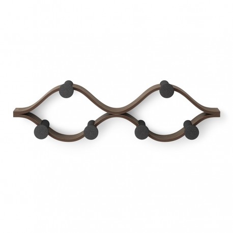 Вешалка настенная montage, 6 крючков, черный/орех