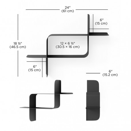 Набор металлических настенных полок montage, 2 шт., черные