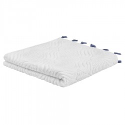 Полотенце банное белое, с кисточками темно-синего цвета из коллекции essential, 70х140 см