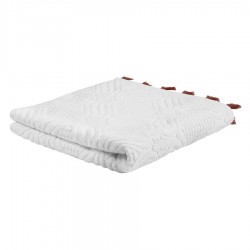 Полотенце банное белое, с кисточками цвета красной глины из коллекции essential, 70х140 см