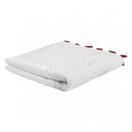 Полотенце банное белое, с кисточками цвета красной глины из коллекции essential, 70х140 см