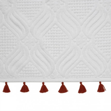 Полотенце банное белое, с кисточками цвета красной глины из коллекции essential, 70х140 см