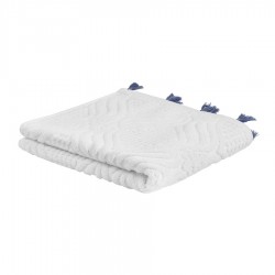 Полотенце для рук белое, с кисточками темно-синего цвета из коллекции essential, 50х90 см