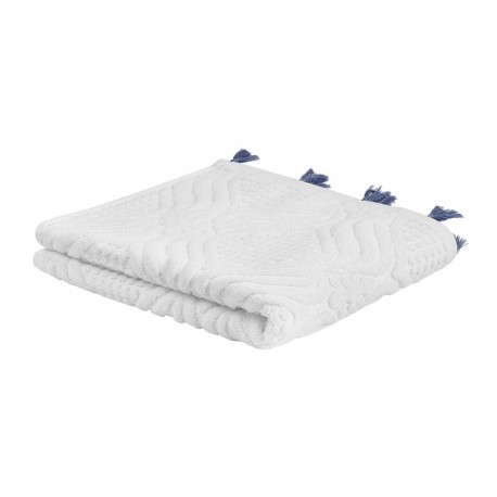 Полотенце для рук белое, с кисточками темно-синего цвета из коллекции essential, 50х90 см